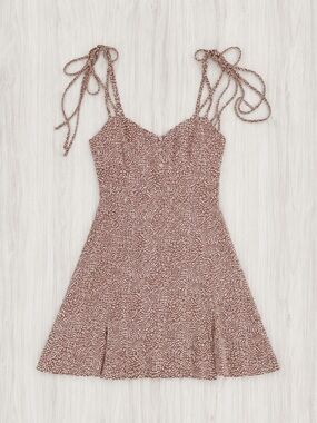 Zara brown animal print tie-strap summer mini dress